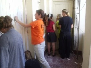 Do-it-Day 2007 saw 20 volunteers pitch in and clean and paint doors and window frames at Cuylerholme Rooms in central. A lot of fun was had by all including the eldery residents.